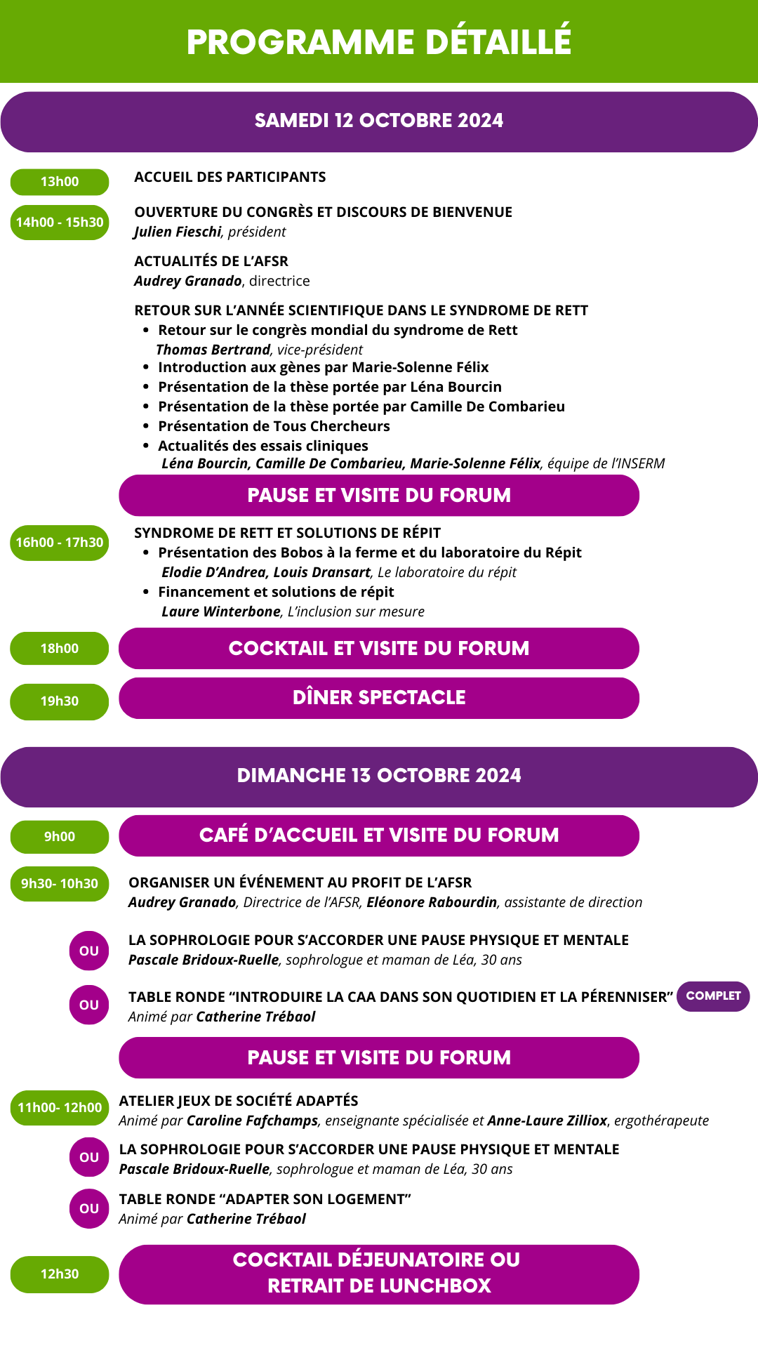 Visuel du programme détaillé